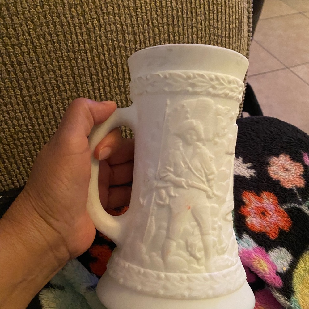 Vintage Fenton Satin Milk Glass Stein Mug American Bicentennial 1776-1976